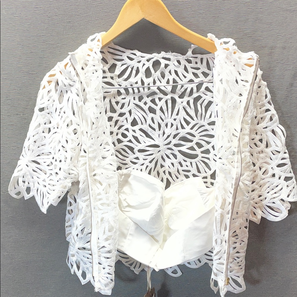 Anthropologie Forever That Girl White Floral Cutout Blouse - Picture 7 of 8